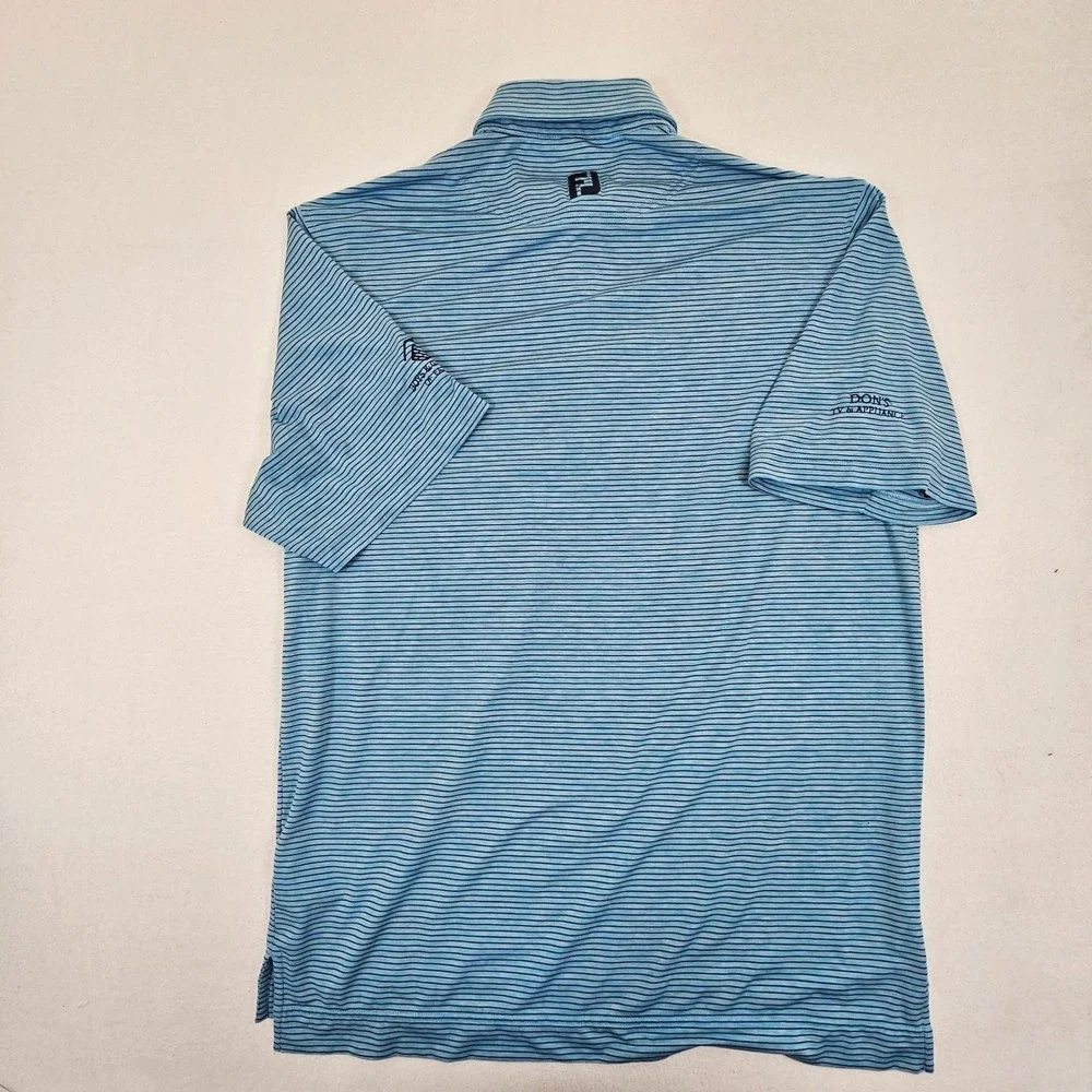 FootJoy Mens Striped Golf Polo Shirt Blue Black Short Sleeve Size M‎ 27422